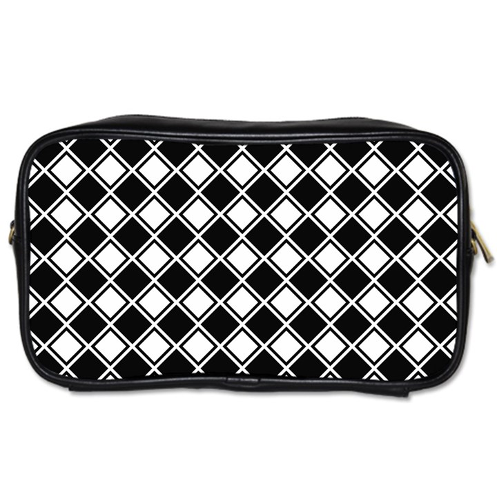 Black White Square Diagonal Pattern Seamless Toiletries Bags