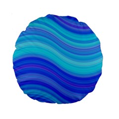 Blue Background Water Design Wave Standard 15  Premium Round Cushions by Celenk