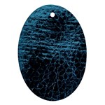 Blue Black Shiny Fabric Pattern Oval Ornament (Two Sides) Front