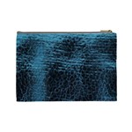 Blue Black Shiny Fabric Pattern Cosmetic Bag (Large)  Back