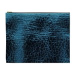 Blue Black Shiny Fabric Pattern Cosmetic Bag (XL) Front