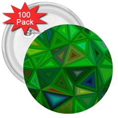 Green Triangle Background Polygon 3  Buttons (100 Pack)  by Celenk