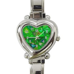 Green Triangle Background Polygon Heart Italian Charm Watch by Celenk