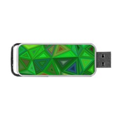 Green Triangle Background Polygon Portable Usb Flash (one Side) by Celenk