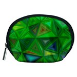 Green Triangle Background Polygon Accessory Pouches (Medium)  Front