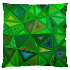 Green Triangle Background Polygon Large Flano Cushion Case (two Sides)