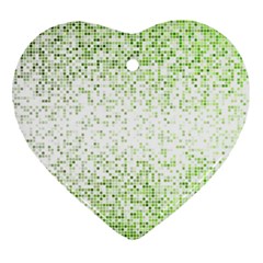 Green Square Background Color Mosaic Ornament (heart)