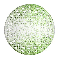 Green Square Background Color Mosaic Ornament (round Filigree) by Celenk
