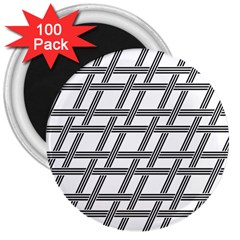 Grid Pattern Seamless Monochrome 3  Magnets (100 Pack) by Celenk