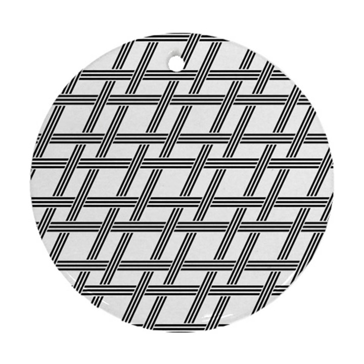 Grid Pattern Seamless Monochrome Round Ornament (Two Sides)