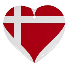 Heart Love Flag Denmark Red Cross Ornament (heart) by Celenk