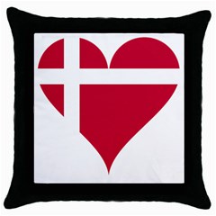 Heart Love Flag Denmark Red Cross Throw Pillow Case (black) by Celenk