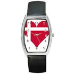 Heart Love Flag Denmark Red Cross Barrel Style Metal Watch Front