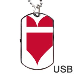 Heart Love Flag Denmark Red Cross Dog Tag Usb Flash (two Sides) by Celenk