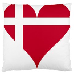 Heart Love Flag Denmark Red Cross Large Cushion Case (two Sides) by Celenk