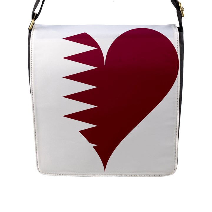 Heart Love Flag Qatar Flap Messenger Bag (L) 