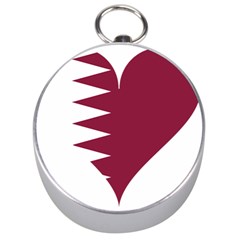 Heart Love Flag Qatar Silver Compasses by Celenk