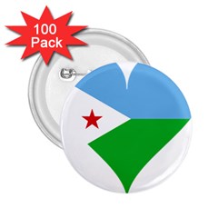 Heart Love Flag Djibouti Star 2 25  Buttons (100 Pack)  by Celenk