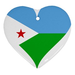 Heart Love Flag Djibouti Star Heart Ornament (two Sides) by Celenk