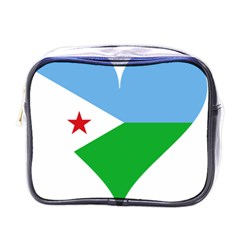 Heart Love Flag Djibouti Star Mini Toiletries Bags by Celenk