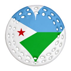 Heart Love Flag Djibouti Star Round Filigree Ornament (two Sides) by Celenk