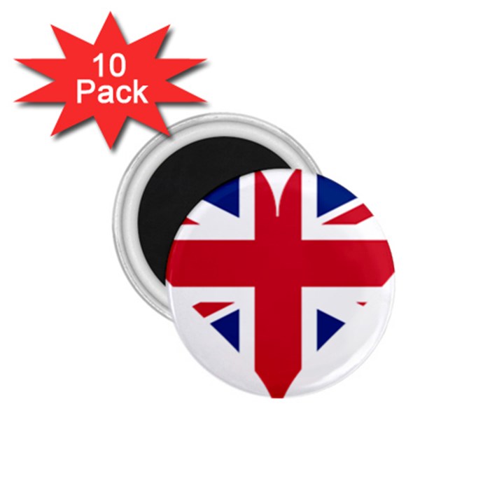 Heart Love Heart Shaped Flag 1.75  Magnets (10 pack) 