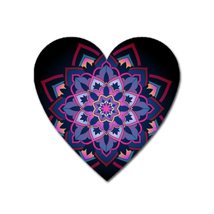 Mandala Circular Pattern Heart Magnet