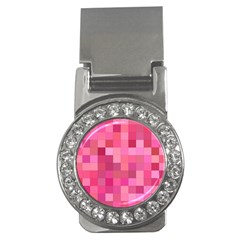 Pink Square Background Color Mosaic Money Clips (cz)  by Celenk