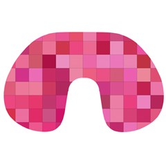 Pink Square Background Color Mosaic Travel Neck Pillows by Celenk