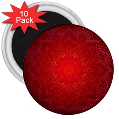 Mandala Ornament Floral Pattern 3  Magnets (10 Pack) 