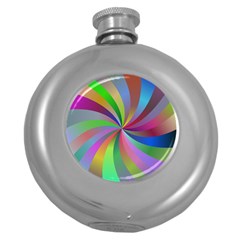 Spiral Background Design Swirl Round Hip Flask (5 Oz) by Celenk