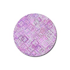 Pink Modern Background Square Rubber Coaster (round) 