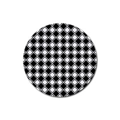Square Diagonal Pattern Seamless Rubber Coaster (round)  by Celenk