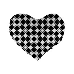 Square Diagonal Pattern Seamless Standard 16  Premium Flano Heart Shape Cushions by Celenk