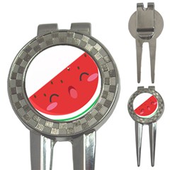 Watermelon Red Network Fruit Juicy 3-in-1 Golf Divots by Celenk