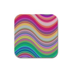 Wave Background Happy Design Rubber Square Coaster (4 pack) 