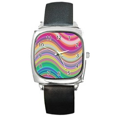 Wave Background Happy Design Square Metal Watch