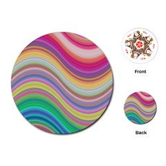 Wave Background Happy Design Playing Cards (Round) 