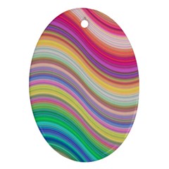 Wave Background Happy Design Oval Ornament (Two Sides)