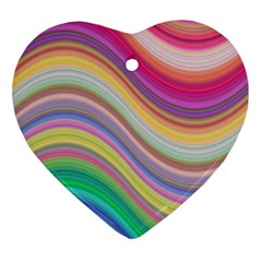 Wave Background Happy Design Heart Ornament (Two Sides)