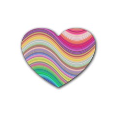 Wave Background Happy Design Rubber Coaster (Heart) 