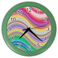 Wave Background Happy Design Color Wall Clocks