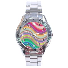 Wave Background Happy Design Stainless Steel Analogue Watch