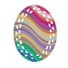 Wave Background Happy Design Oval Filigree Ornament (Two Sides)