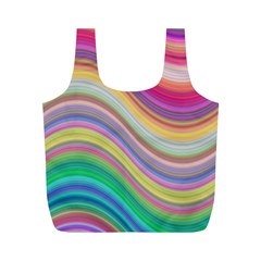 Wave Background Happy Design Full Print Recycle Bags (M) 