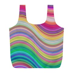 Wave Background Happy Design Full Print Recycle Bags (L) 