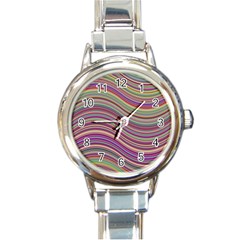 Wave Abstract Happy Background Round Italian Charm Watch