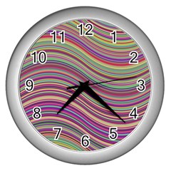 Wave Abstract Happy Background Wall Clocks (silver)  by Celenk