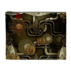 Wonderful Noble Steampunk Design, Clocks And Gears And Butterflies Cosmetic Bag (xl) by FantasyWorld7