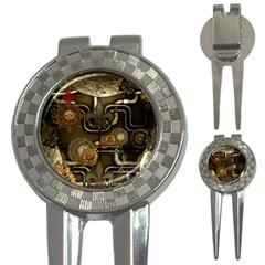 Wonderful Noble Steampunk Design, Clocks And Gears And Butterflies 3-in-1 Golf Divots by FantasyWorld7